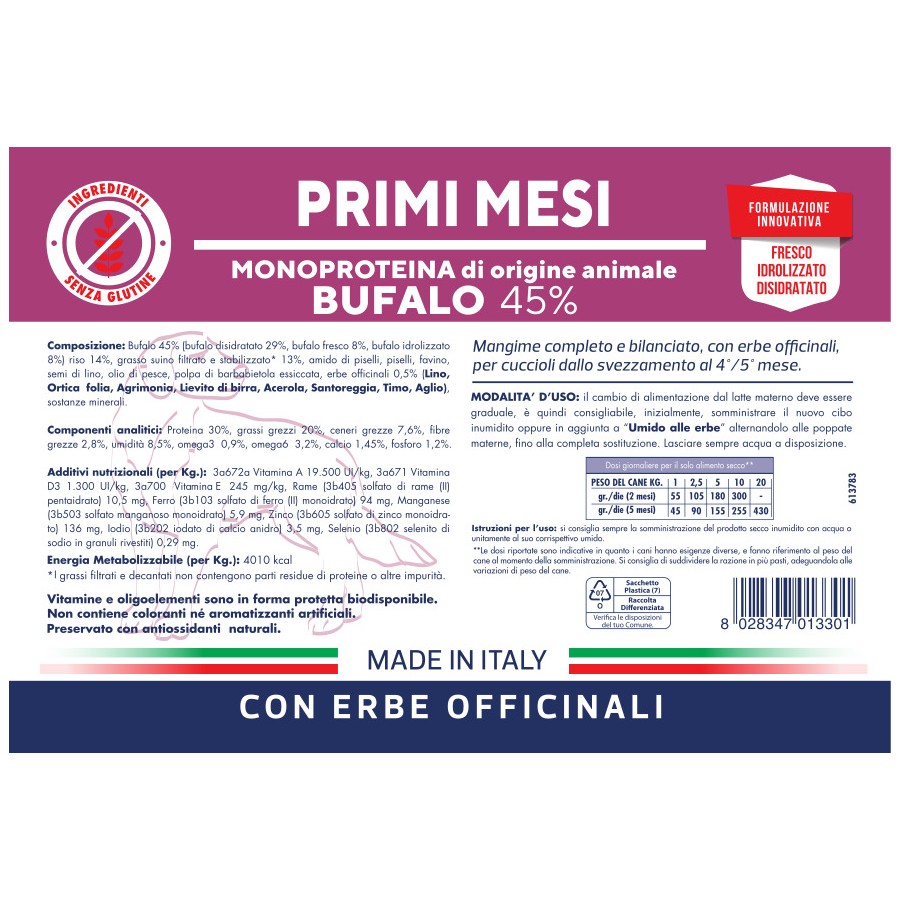 Vet Line Secco Cane Primi mesi Bufalo 3 Kg Vet Line Secco Cane Primi mesi Bufalo 3 Kg